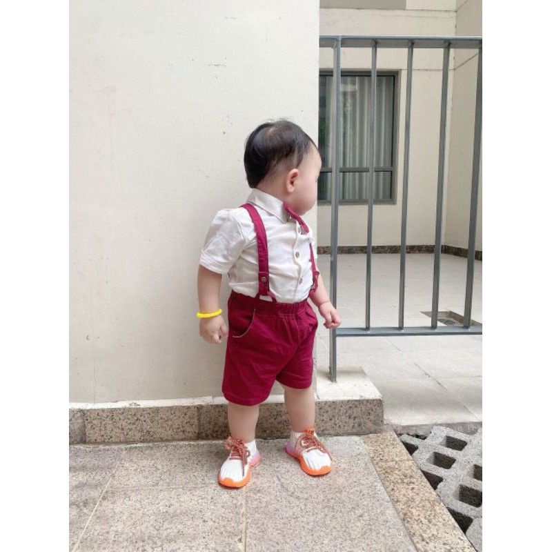 Bộ yếm vest gile bé trai kèm nơ cà vạt cho bé 5-16kg