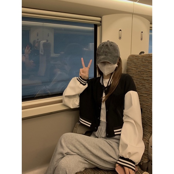 Áo khoác bóng chày NZN dài tay dáng ngắn phối hàng nút phong cách thời trang mới