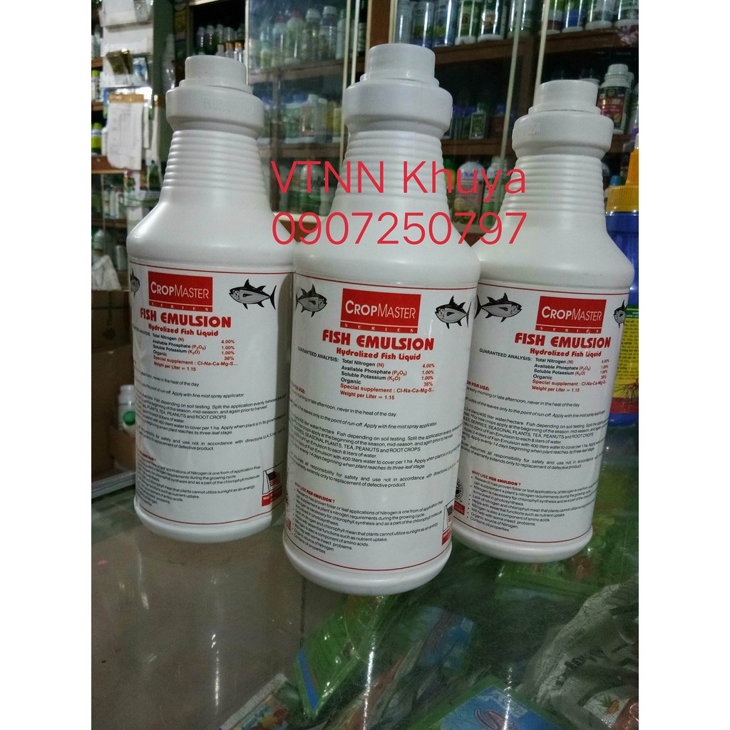 [SIEURE] Phân bón lá hữu cơ Đạm cá Mỹ Fish Emulsion CropMaster Lít hàng đẹp, phân phối chuyên nghiệp.