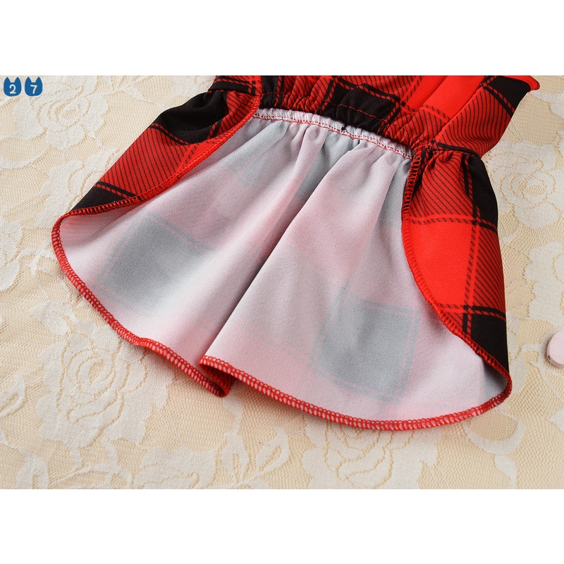 Đầm họa tiết kẻ sọc ca rô phong cách Giáng Sinh đáng yêu dành cho thú cưng