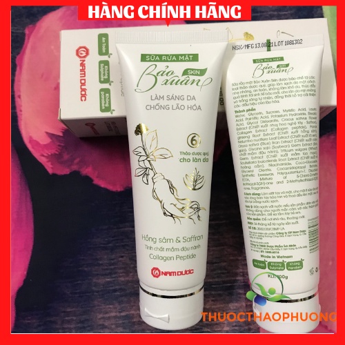 Sữa rửa mặt Bảo Xuân làm sáng da chống lão hóa ngăn nếp nhăn giữ ẩm không gây kích ứng chiết xuất thảo dược quý tuýp100g