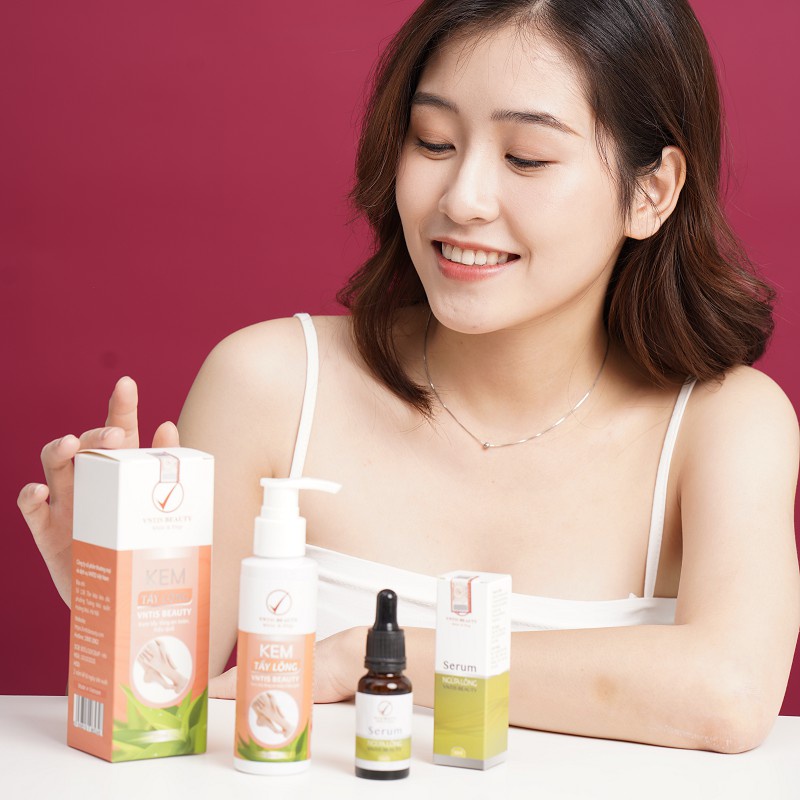 Kem tẩy lông VNTIS BEAUTY chính hãng kết hợp từ nguyên liệu hữu cơ mỡ chăn và tinh chất là trầu không an toàn cho da