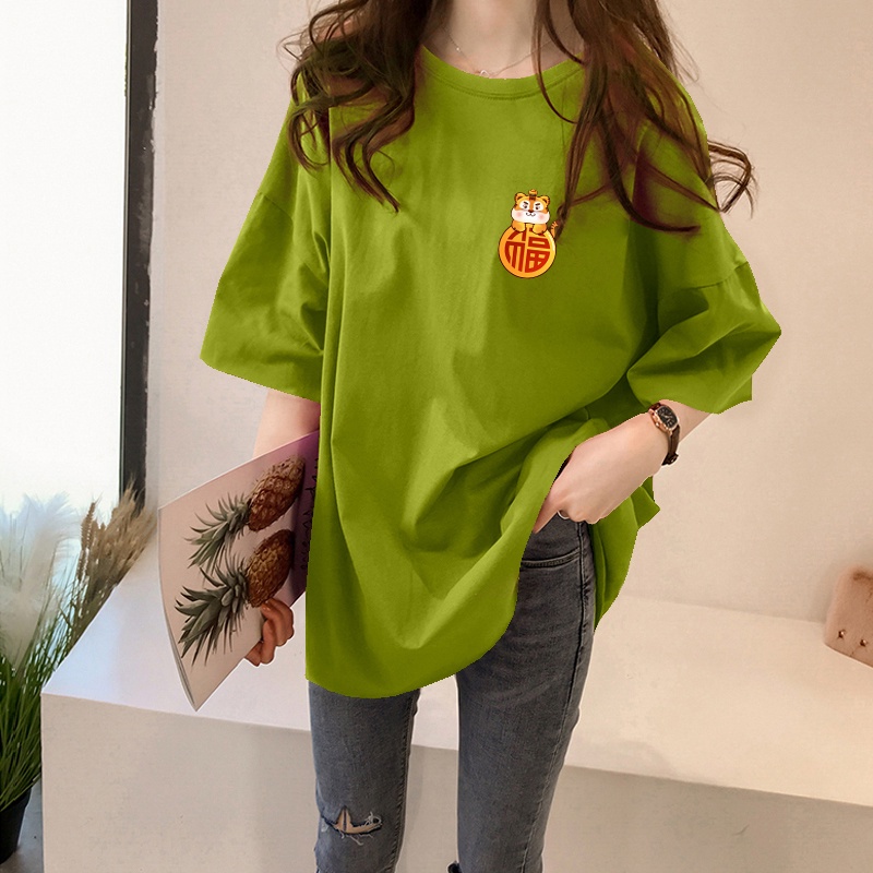 NRVP Áo thun tay ngắn cổ tròn in hình hổ năm mới Trung Hoa thời trang mùa hè cho nữ 2022