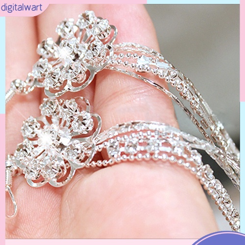 Cặp khuyên tai dài thiết kế bông hoa đính đá quý nhân tạo sang trọng cá tính dành cho nữ