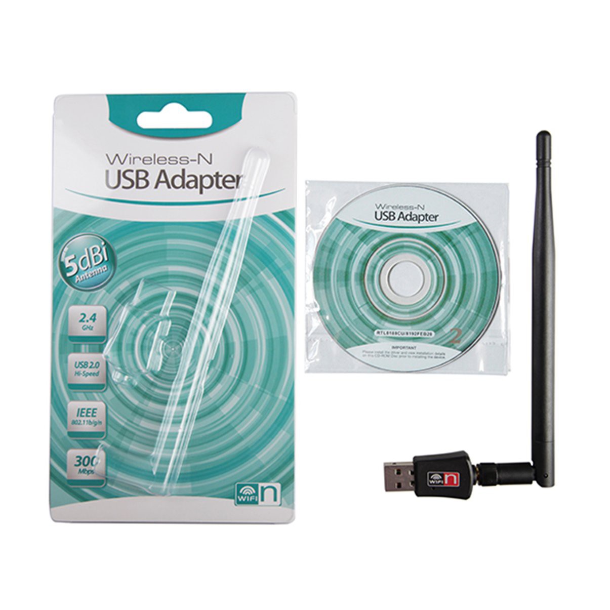 300M Wifi USB Adapter 802.11 b/g/n Network Card 2dbi Aerial USB2.0 Adapter