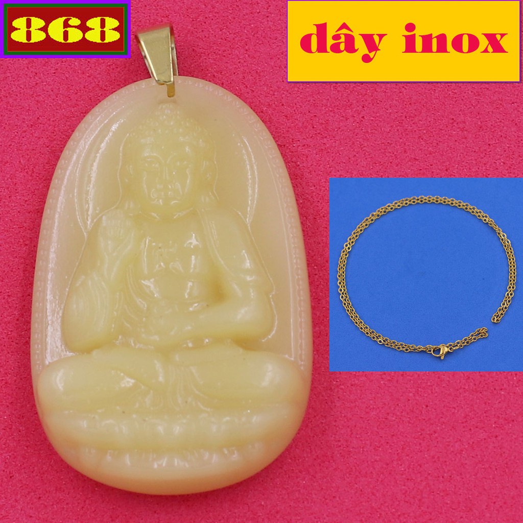 Vòng cổ mặt phật dây inox vàng A di đà vàng 3.6 cm DINVTAVB1 - Hộ mệnh tuổi Tuất, Hợi