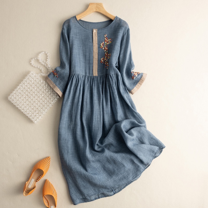 Áo Choàng Vải Lanh Cotton Tay Lửng Thêu Nhãn Hiệu Thương Hiệu Ice Brand Nhật Bản