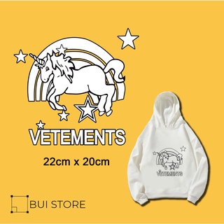 Miếng dán ủi truyền nhiệt offset trang trí quần áo hình VETEMENTS