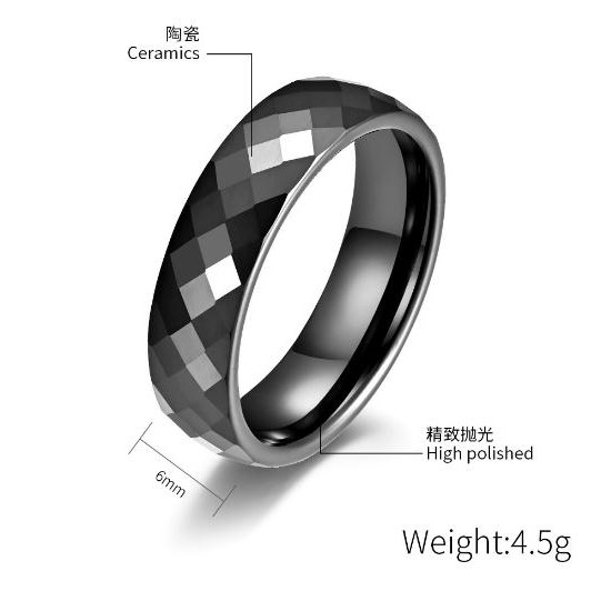 Nhẫn bằng thép titan đính đá zirconia đánh bóng qf045 cho nam