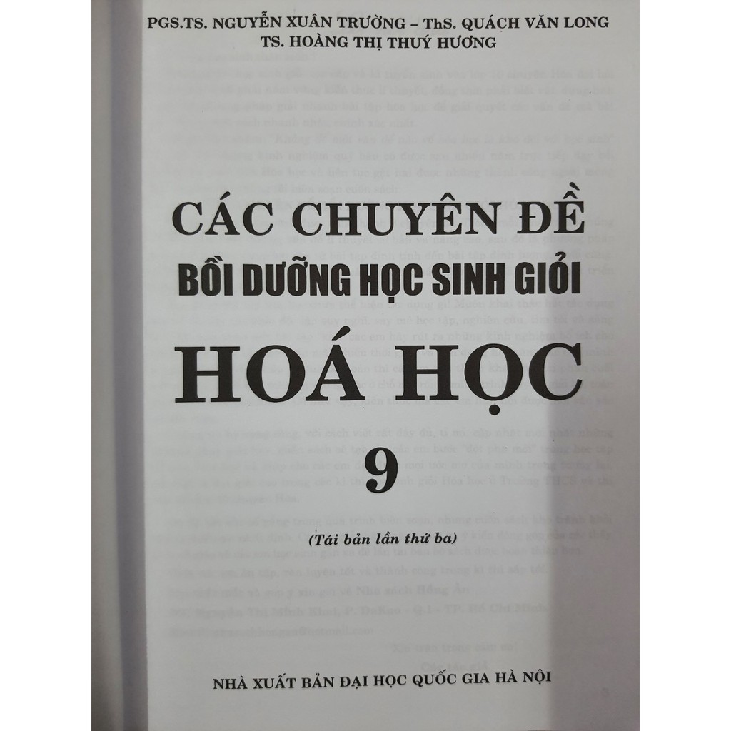 Sách - Các chuyên đề bồi dưỡng học sinh giỏi Hoá học 9