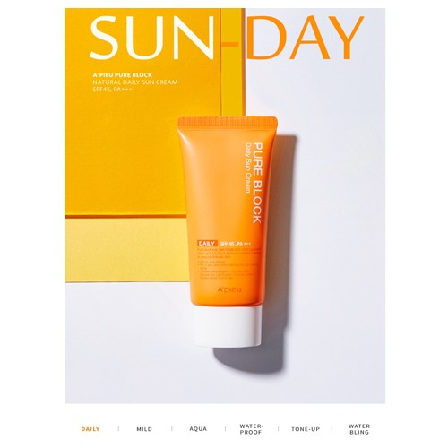 [Hàng mới về] Kem Chống Nắng A 'Pieu Tự Nhiên Hàng Ngày Spf45 / Pa + + + 50ml