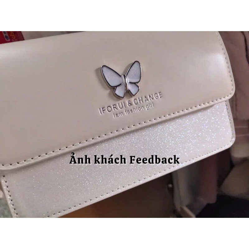 Túi đeo chéo dát nhũ bạc