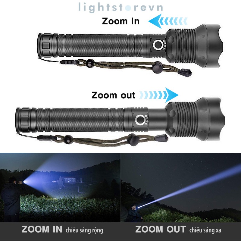 Đèn Pin XHP70 LED siêu sáng pin 26650 dung lượng lớn chuyên dụng cho các hoạt động ngoài trời (chuẩn loại 1, pin tốt) | BigBuy360 - bigbuy360.vn