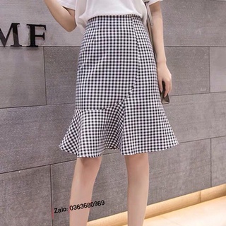 Chân váy kẻ caro đuôi cá thời trang công sở