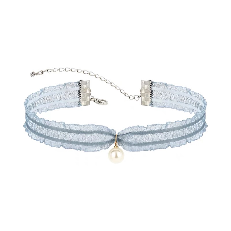 Vòng Cổ Choker Bằng Ren Màu Xanh Lá Nhạt Phong Cách Hàn Quốc Thời Trang
