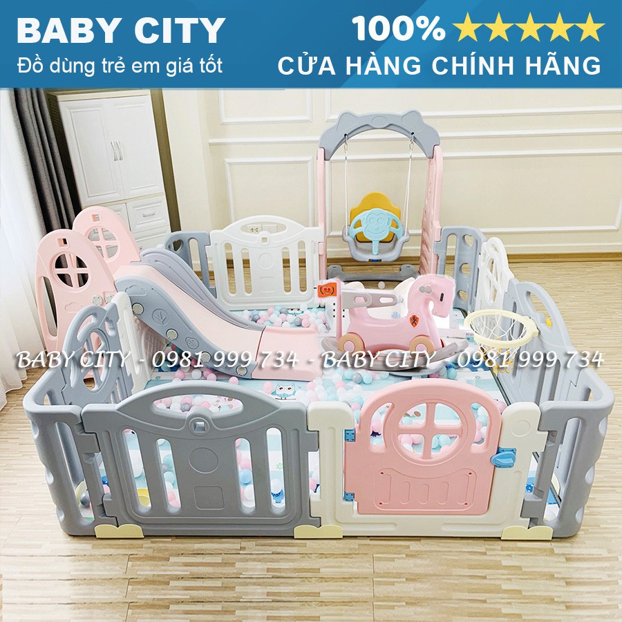 Set combo quây Hàn Quốc Newber Kitty bo góc - Nhà banh cầu tuột cho bé (Siêu chắc chắn)