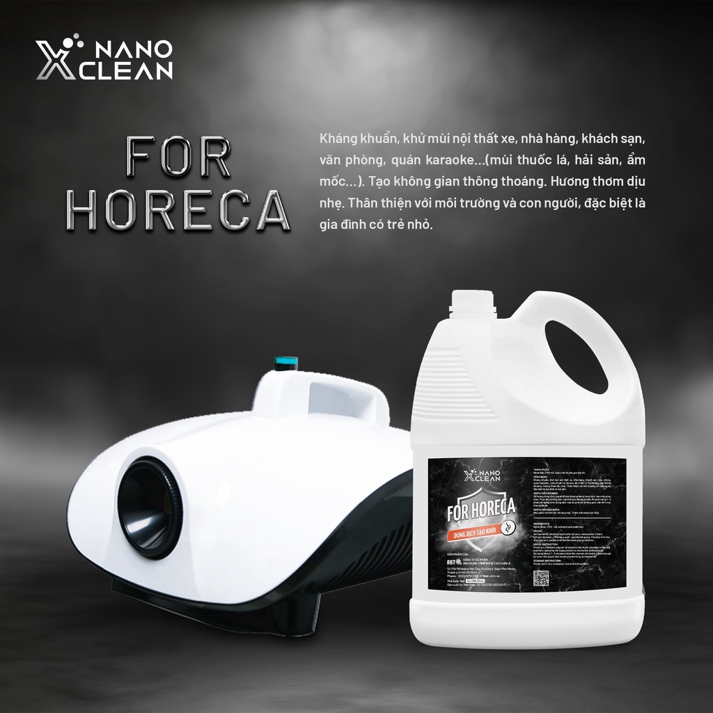 [CHÍNH HÃNG] Dung dịch tạo khói, phun khói Nano Xclean For Horeca 5L/4L - Nano bạc diệt khuẩn khử mùi ô tô, phòng kín