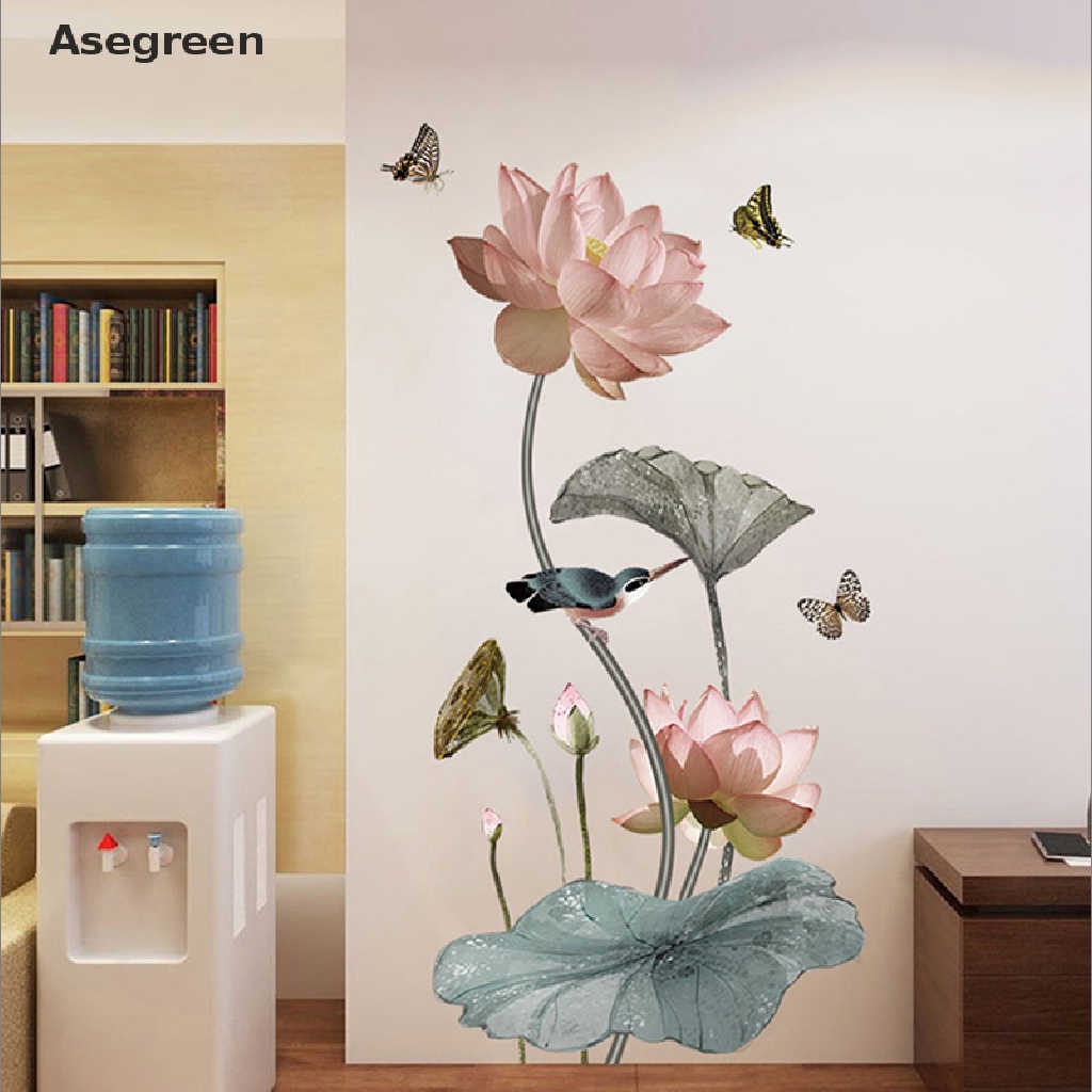 Giấy dán tường trang trí phòng khách hình hoa sen lớn xinh xắn