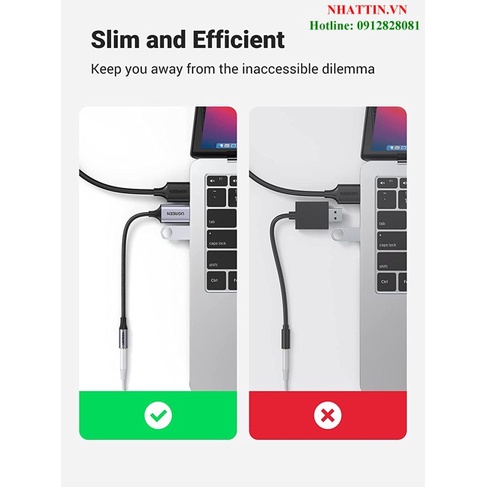 Card sound USB 2.0 Type-A to 3.5mm dây dù bọc nhôm có kèm MIC Ugreen 30757 cao cấp