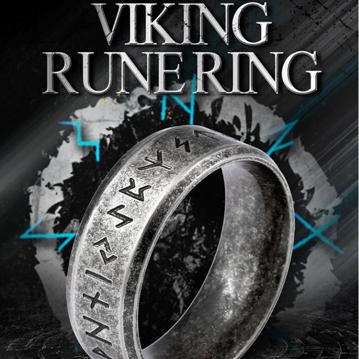Nhẫn thép Viking không gỉ khắc chữ độc đáo thời trang Size 8 - 57mm