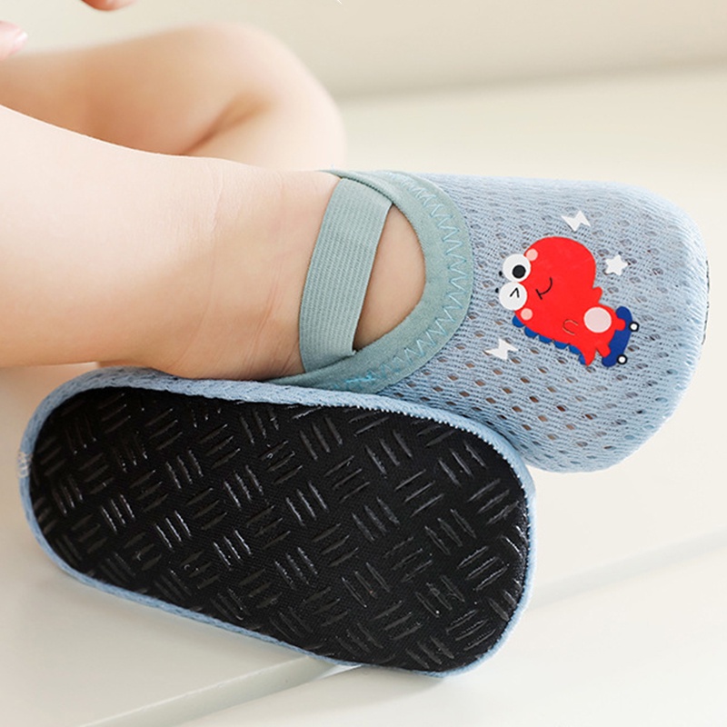Giày Tập Đi Đế Cao Su Chống Trượt Thiết Kế Lưới Thoáng Khí Họa Tiết Hoạt Hình Đáng Yêu Dành Cho Bé