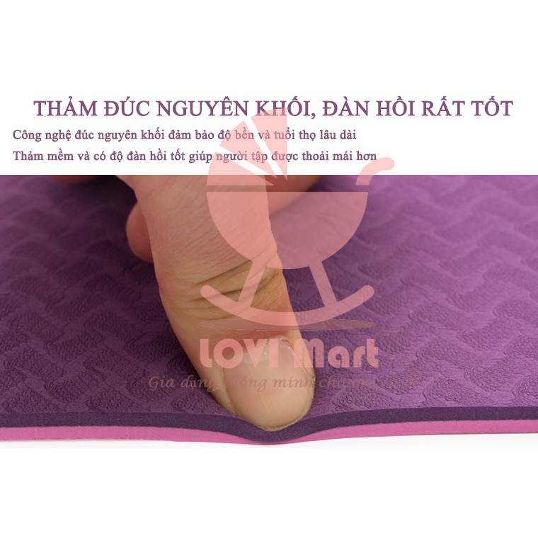 [ QUÀ TẶNG ] Thảm Tập Yoga 2 Lớp Định Tuyến TPE Chống Trượt 6-8mm Cao Cấp - Tặng Kèm Túi