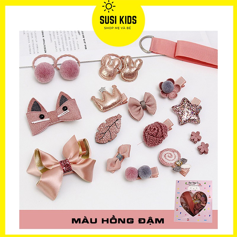 Kẹp tóc nơ cho bé gái phong cách hàn quốc hộp 18 cái siêu cute PK001 - Susikids