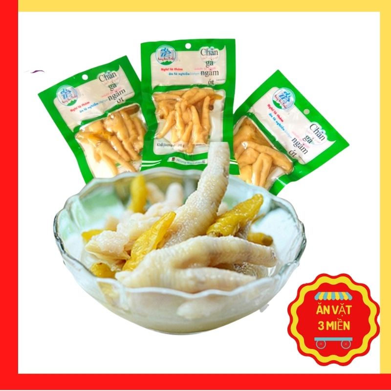Chân gà ngâm ớt vị chua cay, Chân gà chua cay Hoàng Nam Food, mềm, giòn, chua, cay, đặc sản Lào Cai gói 80gr | BigBuy360 - bigbuy360.vn