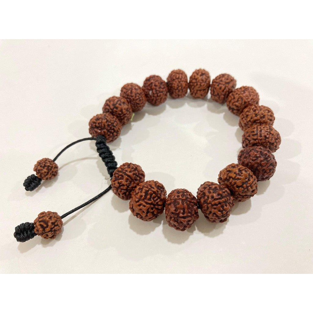 Vòng tay bồ đề Kim Cang 9 mặt 12mm & 15mm màu nâu đỏ đậm - Nepali Handmade Natural Rudraksha Beads 9 Mukhis Bracelet