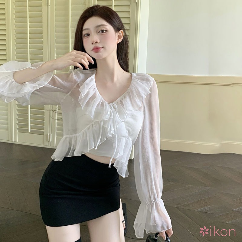 Áo Khoác Cardigan Chất Chiffon Thiết Kế Cột Dây Nữ Tính