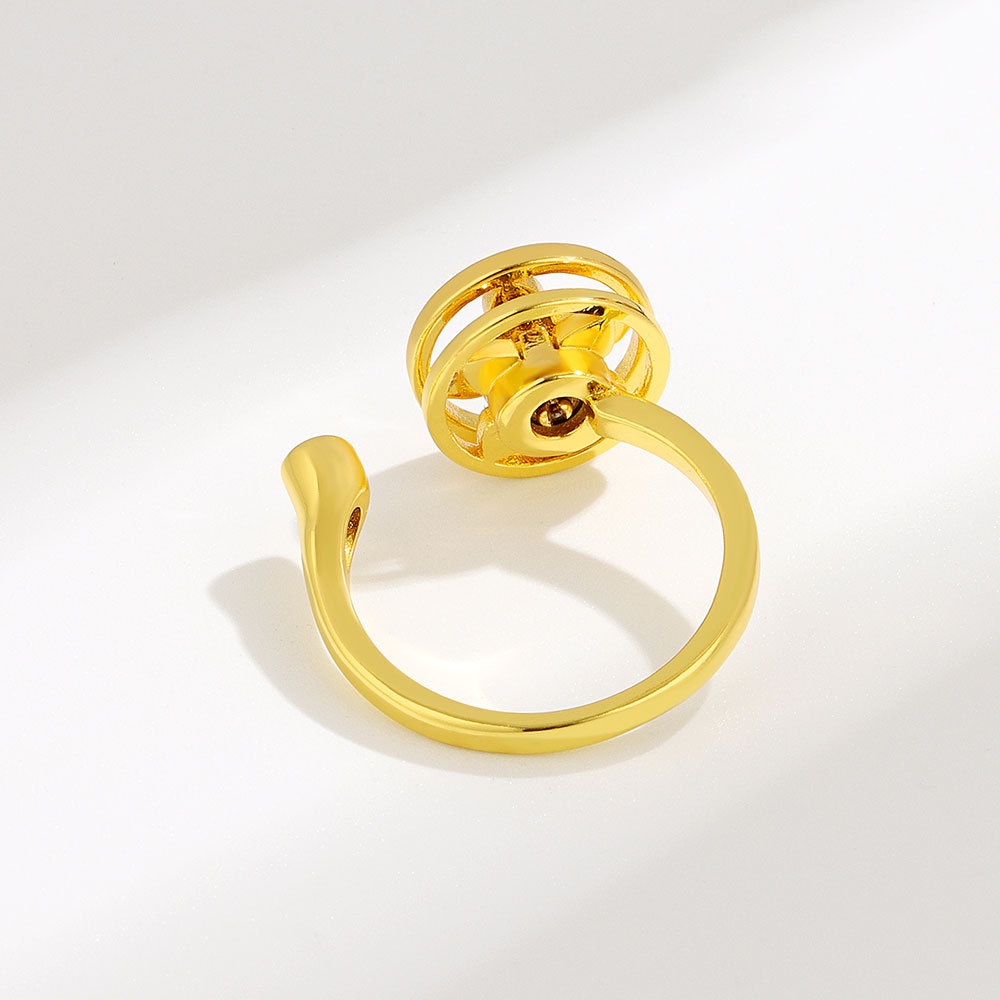 Nhẫn Xoay Hình Cỏ Ba Lá Đính Đá Zircon Thời Trang Cho Nữ