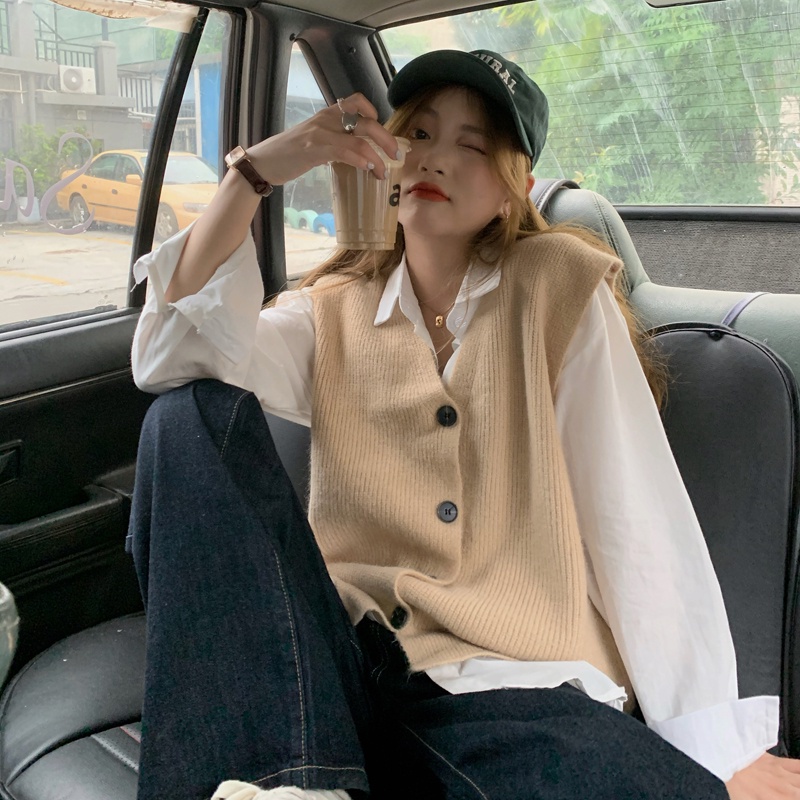 Áo Dệt Kim Sát Nách Màu Trơn Dáng Ngắn Phong Cách Retro Hợp Thời Trang