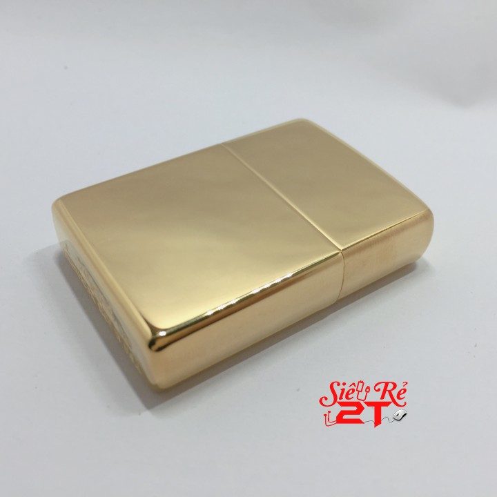 Vỏ Zippo High Polish Brass Chính Hãng Mỹ - Vỏ Zippo 254B Vàng Trơn Bóng (New Box)