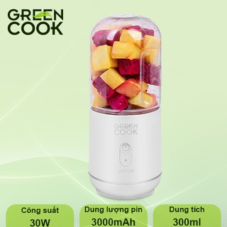 Máy xay sinh tố du lịch, văn phòng cầm tay pin sạc Green Cook - Hàng phân phối