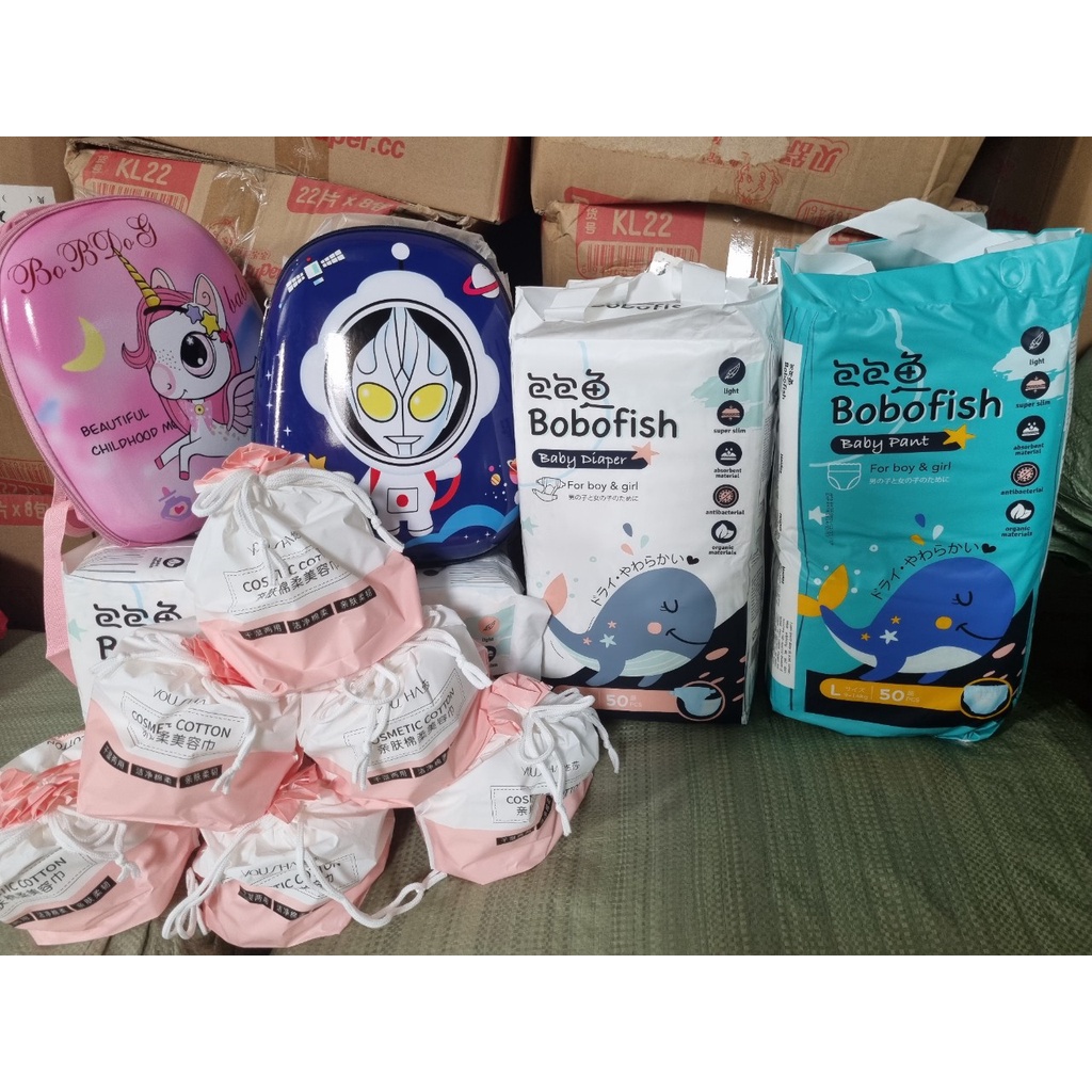 Bỉm tã quần/dán Bobofish cải tiến bo mông siêu thấm m50/l50/xl50/xxl50/xxxl50