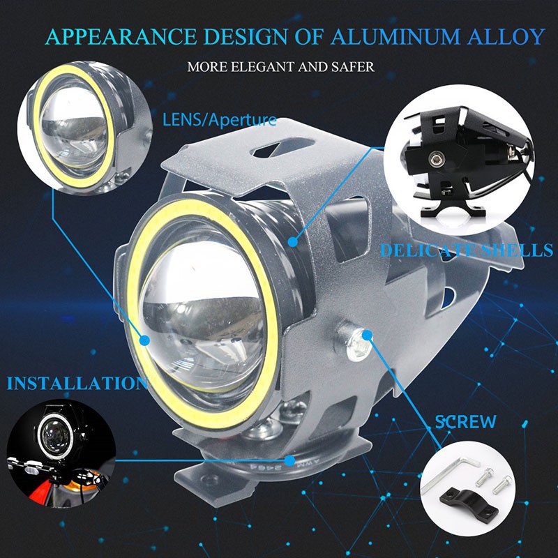 Đèn pha Angel Eyes LYMOYO 12V-80V gắn trước xe máy