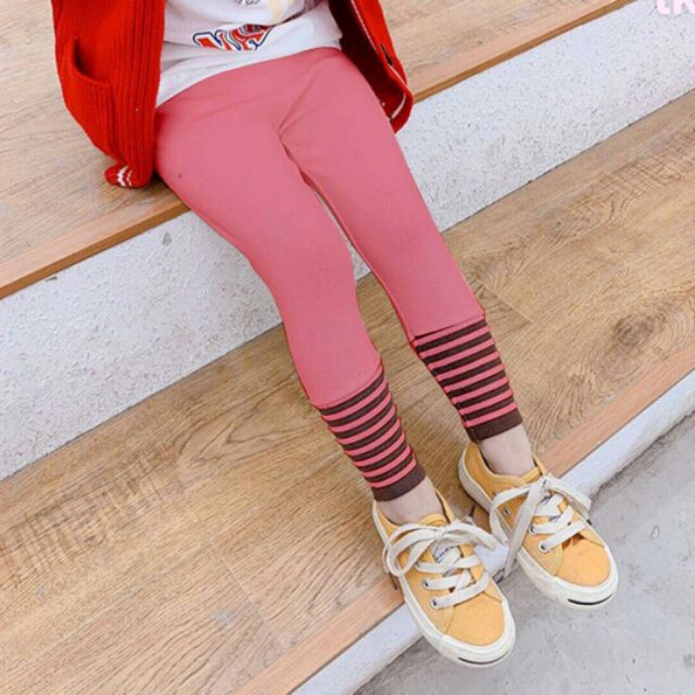 Quần legging ống phối sọc lạ mắt