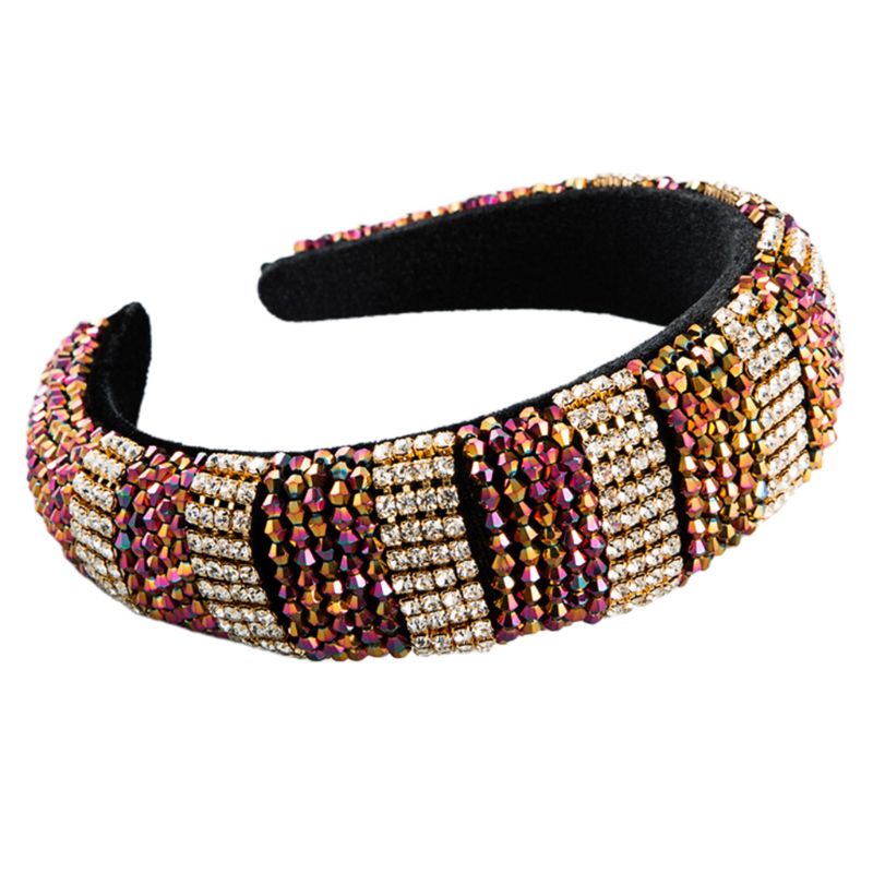 Băng Đô Nhung Bản Rộng Đính Đá Pha Lê Nhiều Màu Sắc