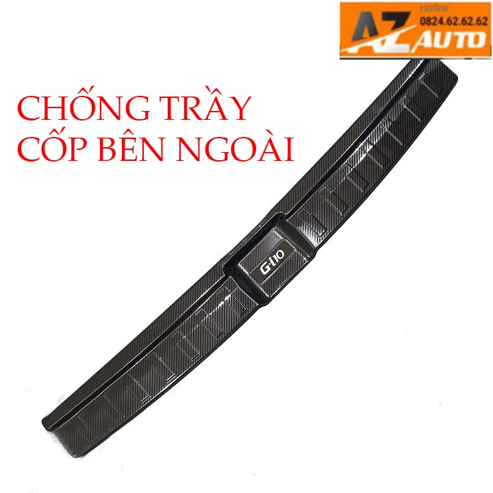 Ốp chống trầy cốp trong, ngoài xe Hyundai Grand i10 2021-2022, vân CARBON cao cấp