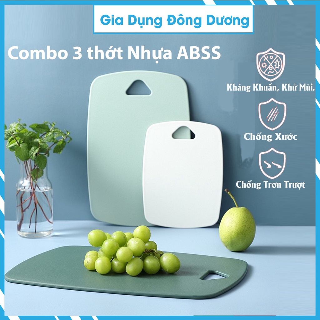 Combo set 3 Thớt Nhựa Kháng Khuẩn Nhiều màu, Hàng Loại 1, Đẹp Chất Lượng Cao