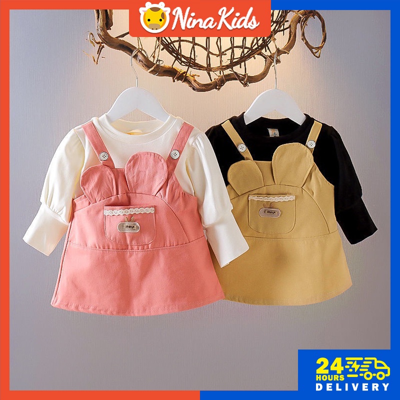 Đầm Tay Dài Màu Sắc Kẹo Ngọt Cho Bé Gái 0-4 Tuổi