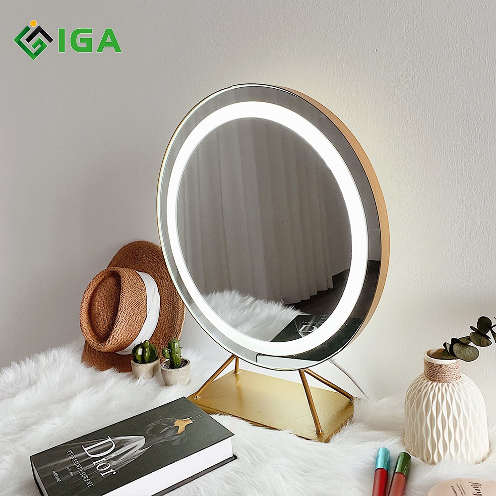 Gương Bàn Trang Điểm IGA Viền Led Mirror T Phong Cách Hàn Quốc - GN20/GN21/GN22/GN23