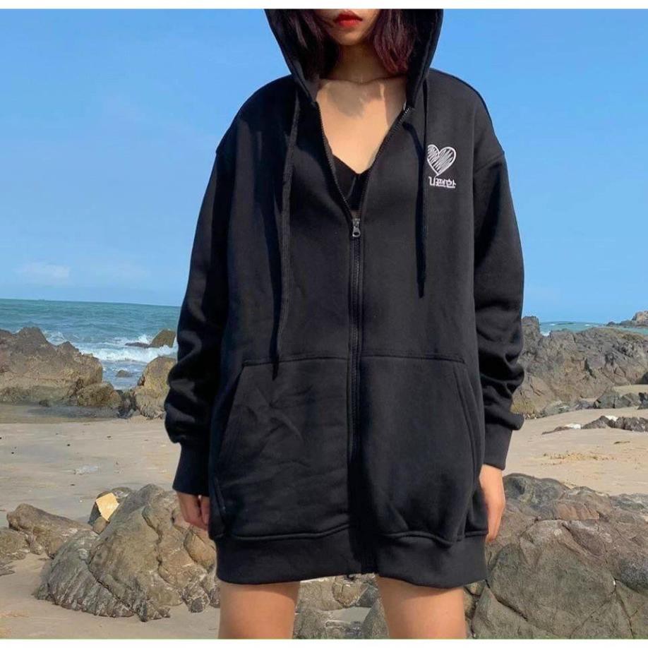 Áo khoác hoodie chống nắng dành cho nam nữ Thuê Trái Tim, Nỉ ngoại form rộng Có Dây Kéo unisex ulzzang XUKA SHOP