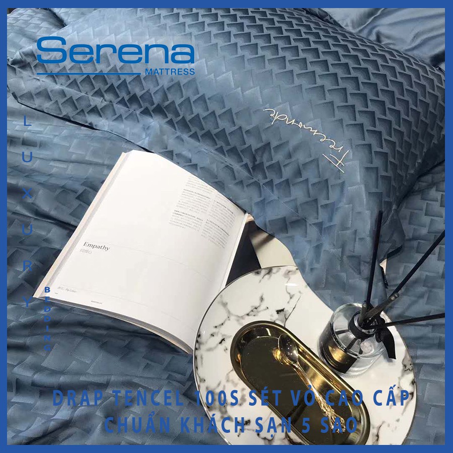 Bộ Chăn Ga Drap Ra Gối Nệm Đệm Lụa Tencel 100s SERENA Drap Ga Trải Giường Tencel 100s Cao Cấp - Hệ Thống Nệm