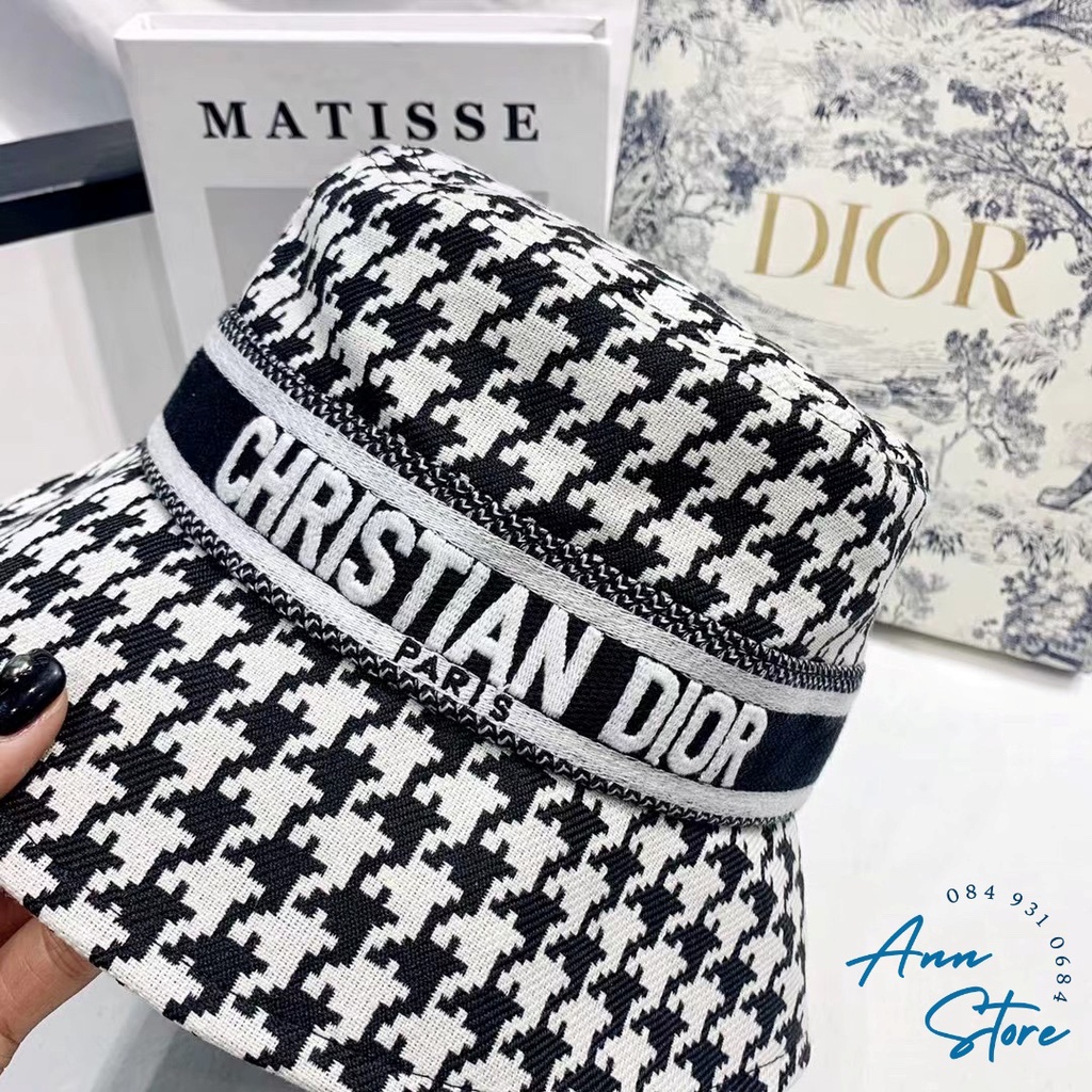 MŨ BUCKET DIOR CAO CẤP MỚI, HỌA TIẾT KẺ CARO ĐEN TRẮNG ĐẸP XUẤT SẮC, LOGO THÊU NỔI BẬT, HÀNG LOẠI 1 FULL TAG