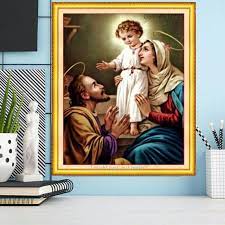 Tranh thêu chữ thập Gia Đình Thánh Gia LV3183 (43x54) chưa thêu