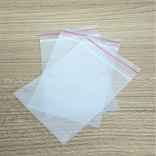 100g (~110cái) Túi Zip trong chỉ đỏ 6x8cm - Zipper viền đỏ
