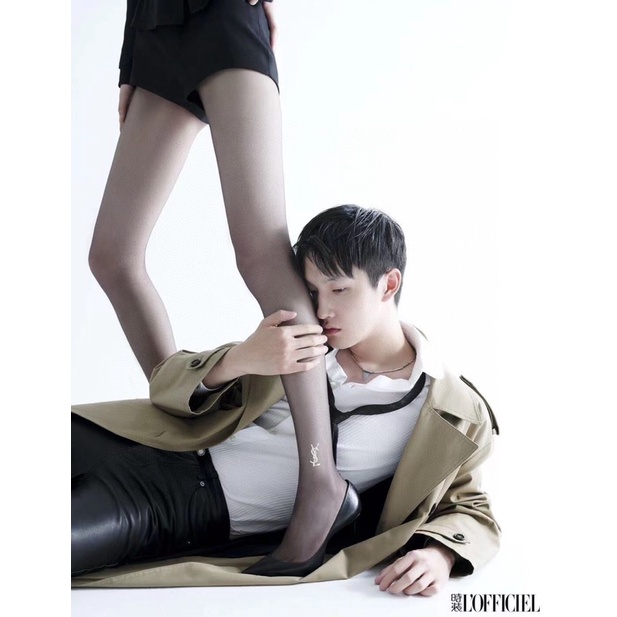 Quần tất lưới mỏng màu đen thương hiệu YSL cao cấp