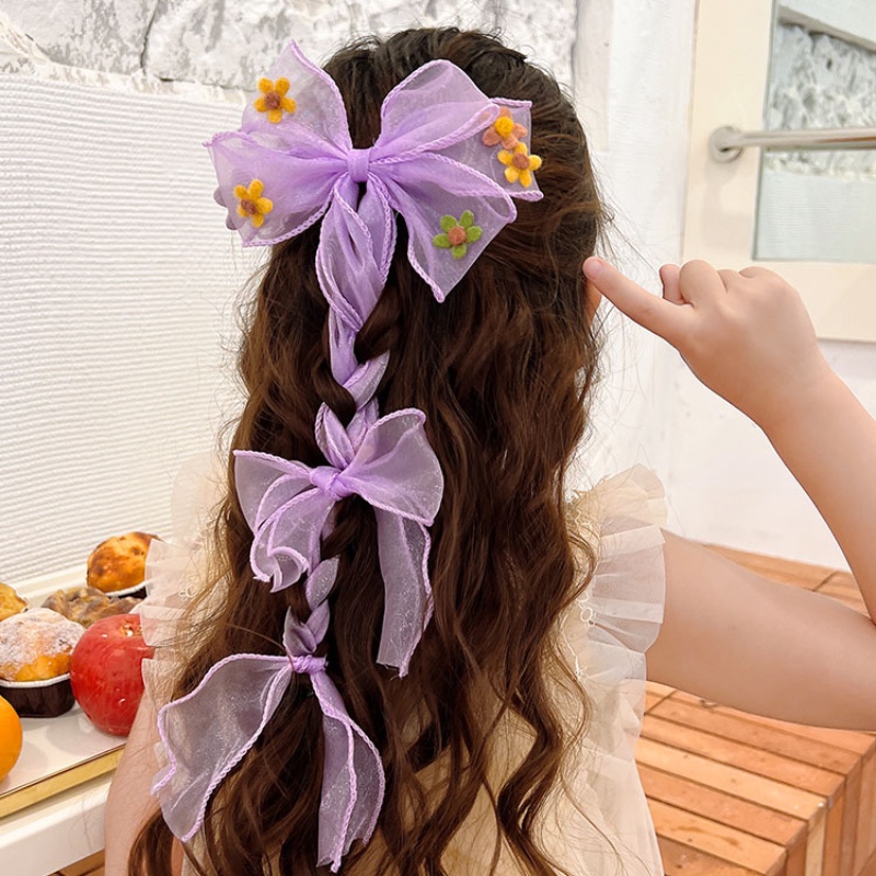 Kẹp Tóc Nơ Ruy Băng Dài Dễ Thương Cho Bé Gái