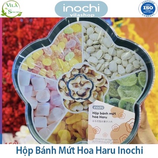 Hộp (khay) đựng mứt, bánh kẹo ngày tết hình tròn, vuông, cánh hoa nhựa đẹp inochi - nhật (ảnh thật)